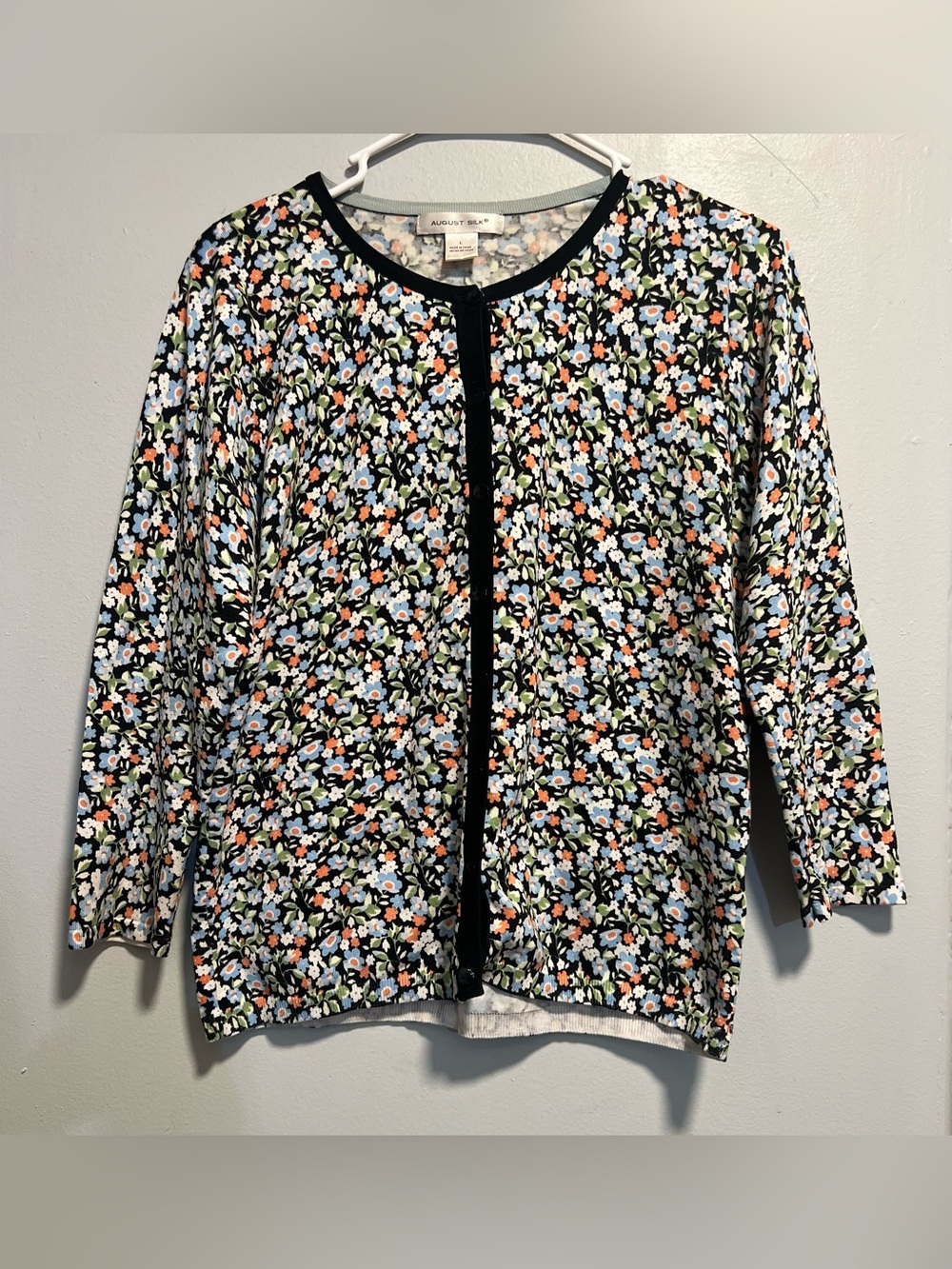 august silk Black Floral Button-Front Cardigan